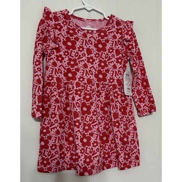 wonder nation Other - Valentine Dress 3T Heart Flower Love Print Red/Pink, Long‎ Sleeve Wonder Nation